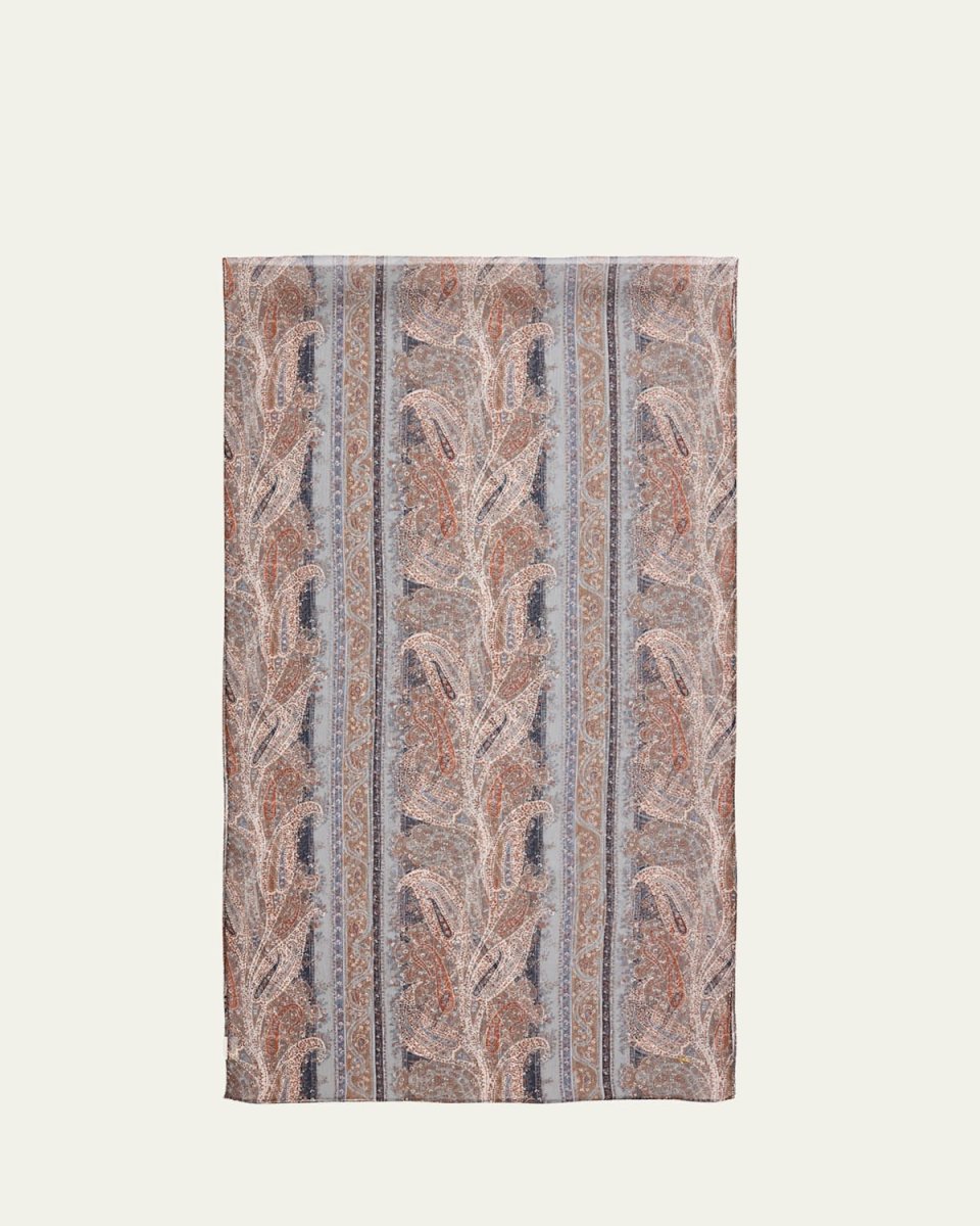 Graphic Paisley-Print Silk Scarf